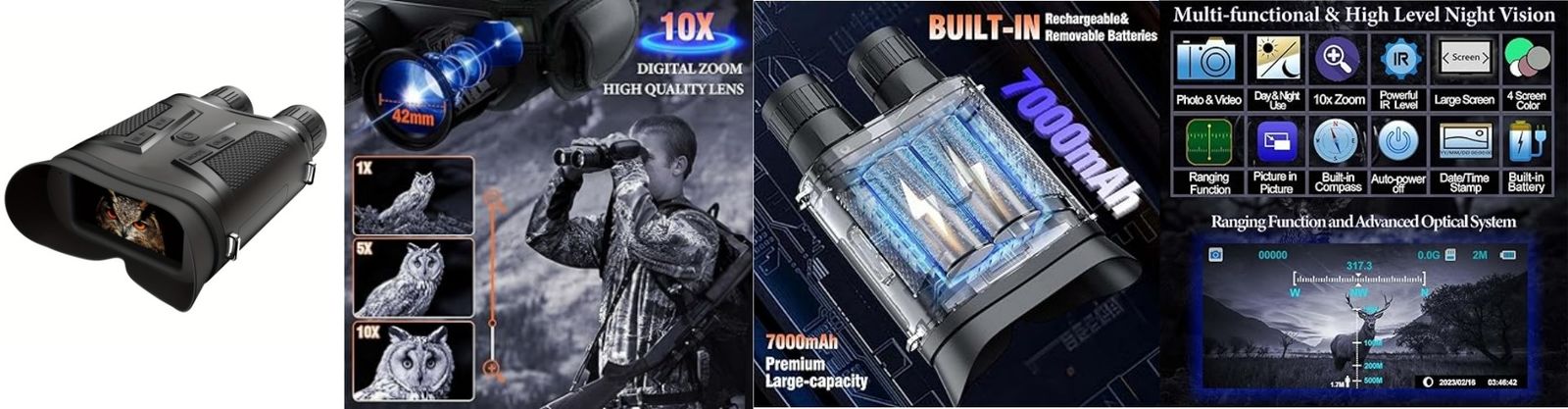 4K WIFI Helmet Mounted Night Vision With Dual 850NM 940NM Infrared Goggles Military