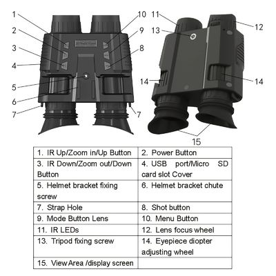 Waterdicht oplaadbaar nachtzicht verrekijker Camera voor 250-300m zicht