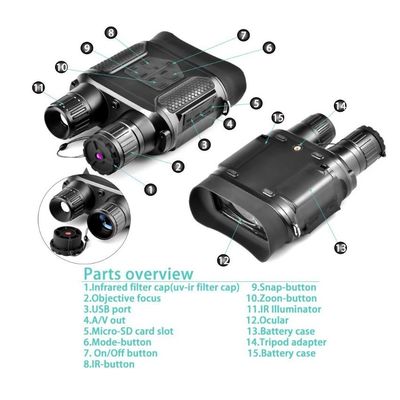 Digitaal infrarood nachtzicht verrekijker met camera camcorder functie en groot beeldscherm 210X145X65MM