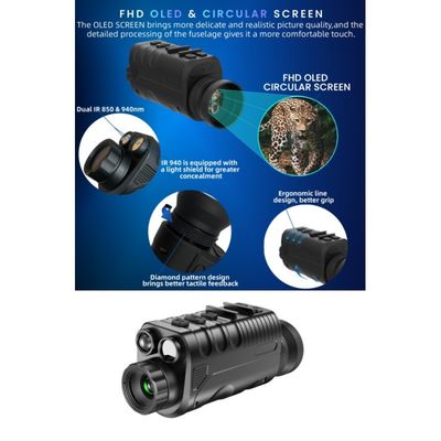 Nachtzichtbril 6X Digitale vergroting Verstelbare 34mm Objectief 854*480 Resolutie