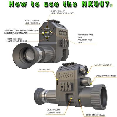 1080p jachtnachtzicht videocamera monoculaire bevestiging DVR met ingebouwde 850nm infrarood zaklamp en 1,2 inch HD-scherm met verstelbare kruispunt